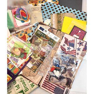 America & Dog-Themed Sticker & Paper Craft Lot Bundle Ephemera Scrapbooking